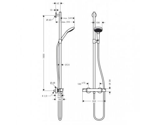 Hansgrohe 27248400 Душ Croma Select E Multi SemiPipe
