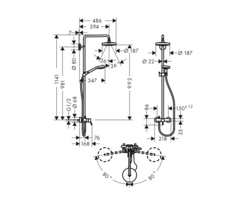 Hansgrohe 27255400 Croma Select S 180 SHP однор смес