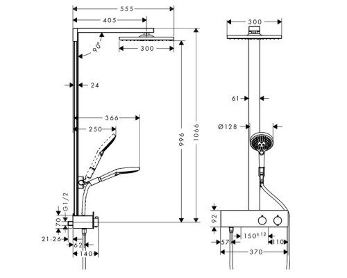 Hansgrohe 27361000 Raindance E 300 1jet SHP 350 ST