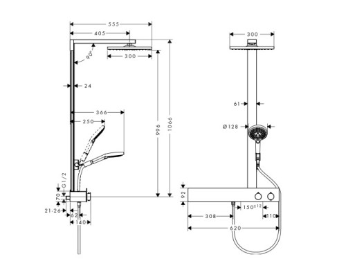 Hansgrohe 27363000 Raindance E 300 1jet SHP 600 ST