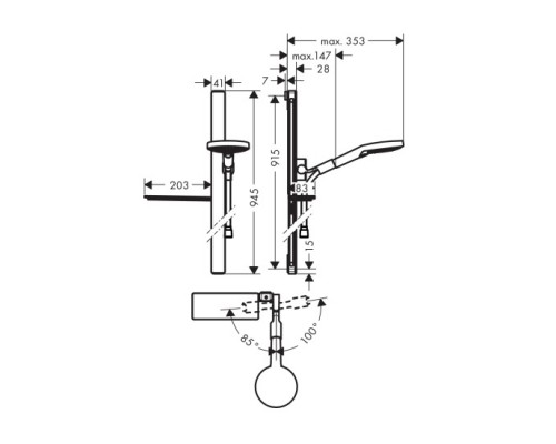Hansgrohe 27648400 Душ.наб.Rain.Sel.S 120/Unica' E 0,90