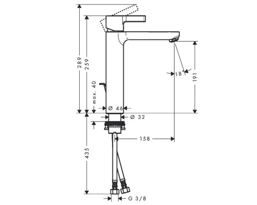 Hansgrohe 31021000 Metris S 190смес рак одн дон кл,хр