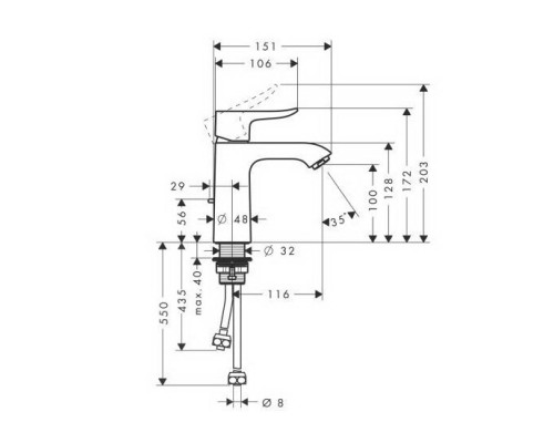 Hansgrohe 31074000 Metris Смеситель для раковины 110, од