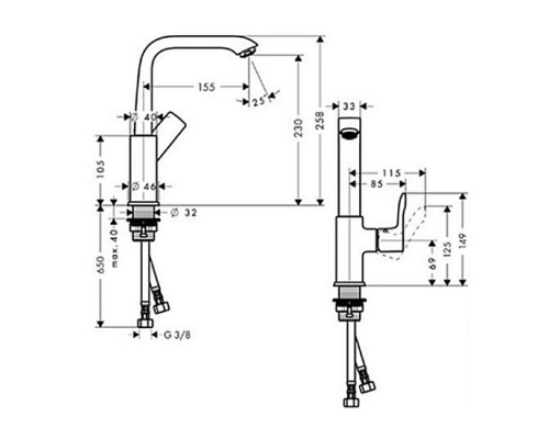Hansgrohe 31081000 Metris Смеситель для раковины