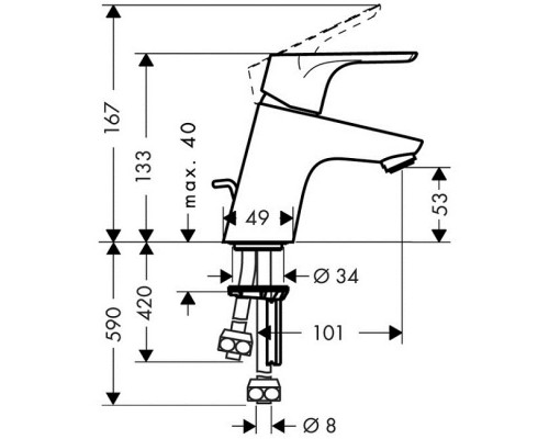 Hansgrohe 31132000 Focus Смеситель для раковины, однорыч