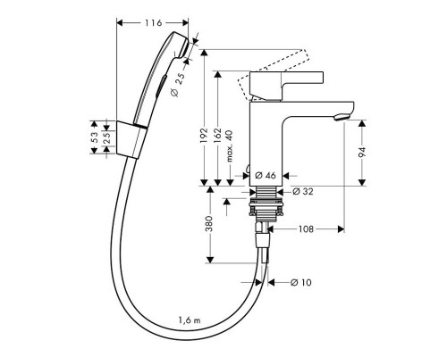 Hansgrohe 31160000 Metris S Набор для биде