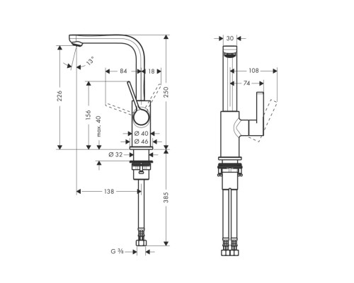 Hansgrohe 31161000 Metris S Смеситель для раковины