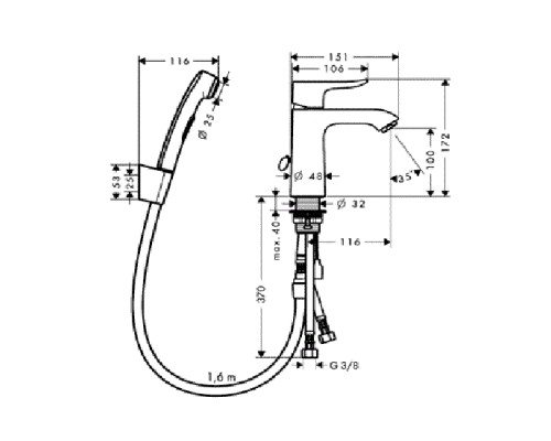Hansgrohe 31285000 Metris Набор для биде