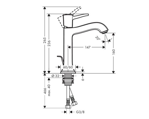 Hansgrohe 31302090 Metropol смесит. д/раков,со сл.гарн-м