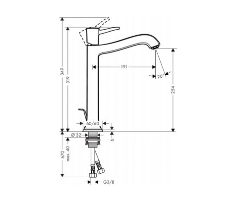 Hansgrohe 31303090 Metropol смесит.д/раков.со слив гар.