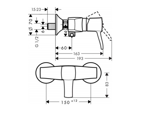Hansgrohe 31360090 Metropol смеситель д/душа,однорычаж.