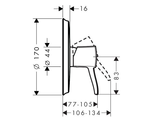 Hansgrohe 31365000 Metropol смеситель д/душа,однорычаж.