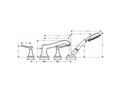 Hansgrohe 31441000 Metropol Classic смесит.д/ванн 4 отв.