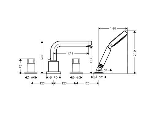 Hansgrohe 31443000 Metris S Смеситель на край ванны