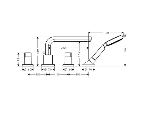 Hansgrohe 31447000 Смеситель на край ванны на 4 отверст