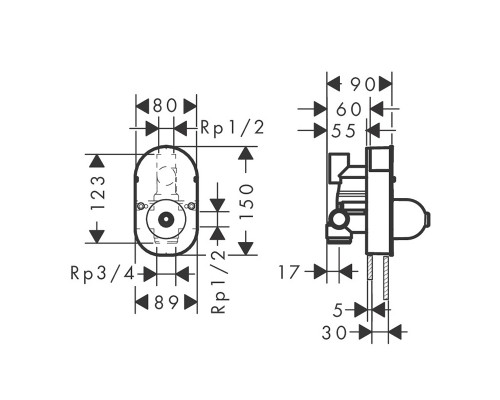 Hansgrohe 31741180 Скр.часть смесителя для ванны