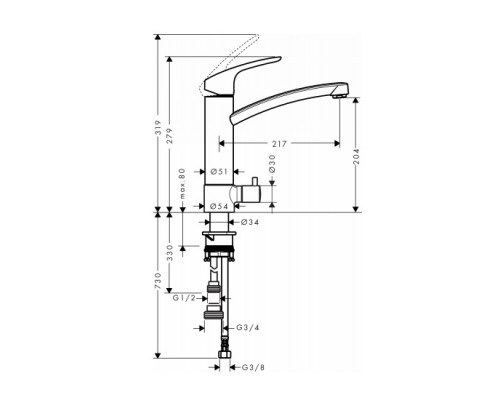 Hansgrohe 31803000 Focus Смеситель 200 для кухни