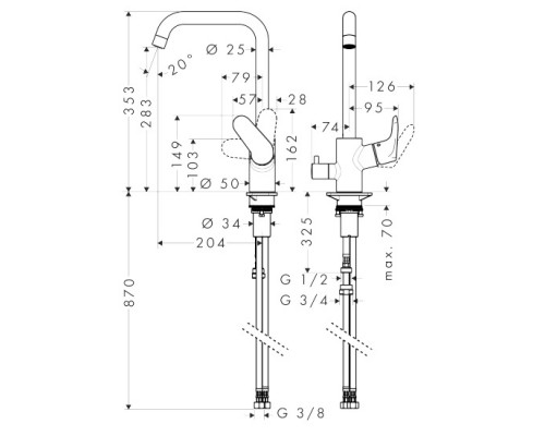 Hansgrohe 31823000 Focus Смеситель 260 для кухни