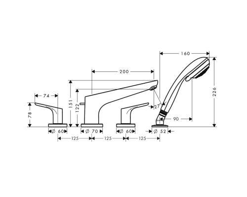 Hansgrohe 31936000 Focus Смеситель на край ванны