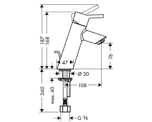 HANSGROHE Talis S2 32040000 умывальник с донным клапаном