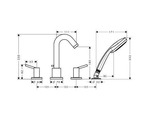 HANSGROHE Talis Смеситель на край ванны