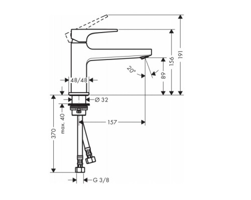 Hansgrohe 32502000 Metropol смеситель д/раков.однор.100