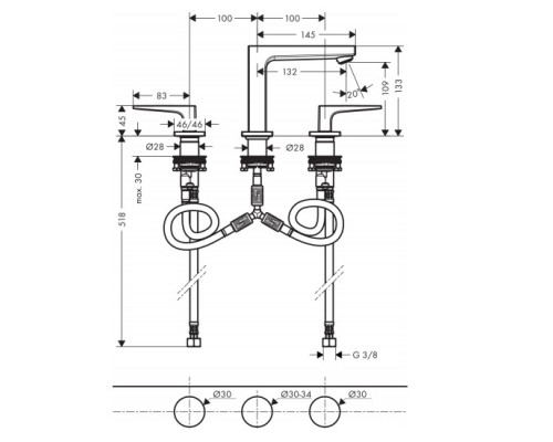Hansgrohe 32514000 Metropol смесит.д/раков.на 3 отв.110
