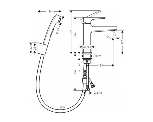 Hansgrohe 32522000 Metropol набор бидетте,хром