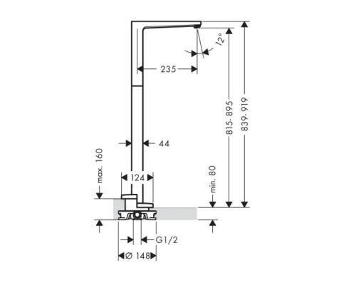 Hansgrohe 32531000 Metropol смеситель д/ванны напольный