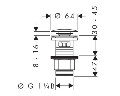 Hansgrohe 50105000 пластиковый сливной гарнитур Push-op