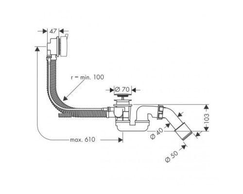 Hansgrohe 58141180 Flexaplus Слив/перелив