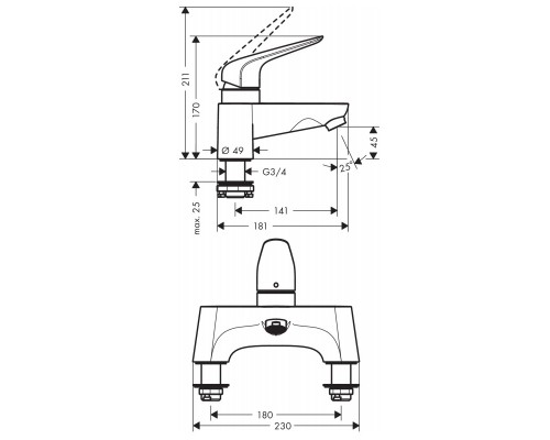 Hansgrohe 71043000 Novus Смеситель на край ванны