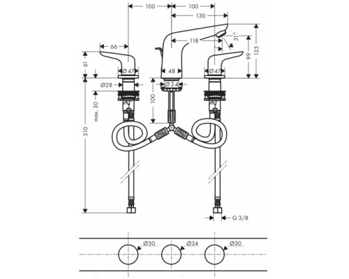 Hansgrohe 71140000 Novus Смеситель для раковины 100