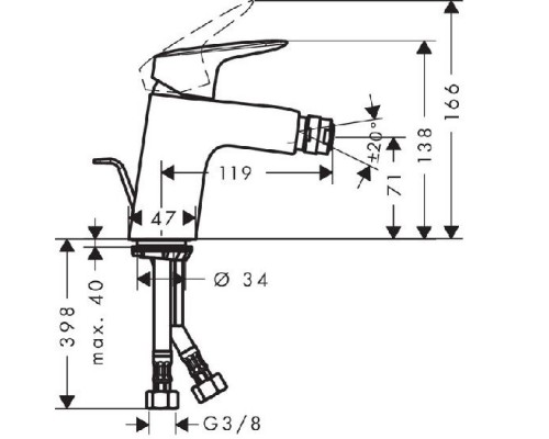 HANSGROHE Logis 71204000 смеситель для биде с донным клапаном