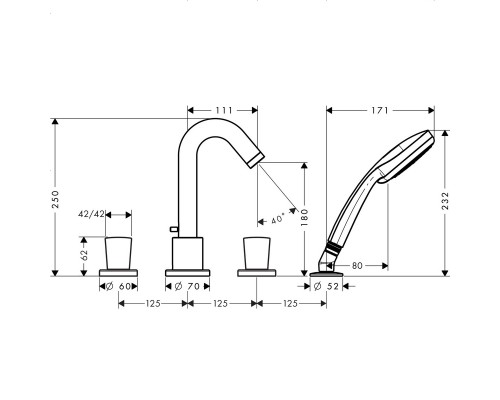Hansgrohe 71314000 Logis Смеситель на край ванны