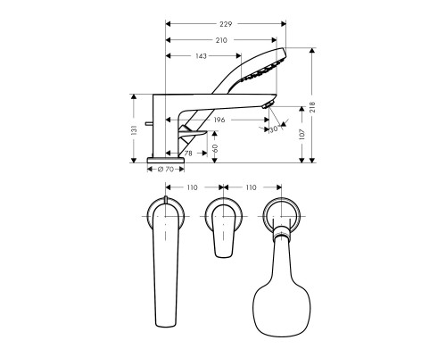 Hansgrohe 71730000 Talis E смеситель д/ванны на край ван
