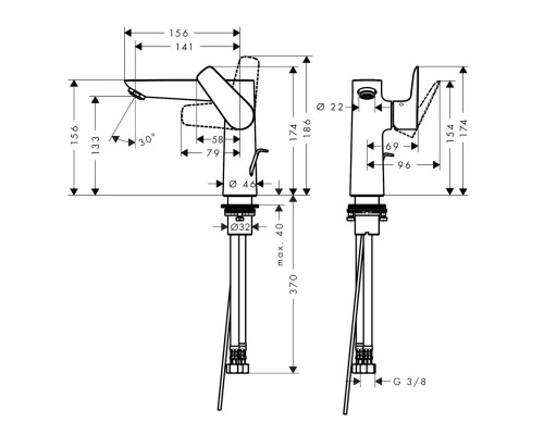 Hansgrohe 71754000 Talis E смеситель для раковины 150
