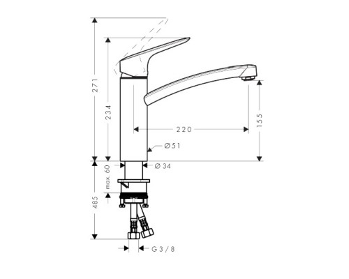 Hansgrohe 71839000 Logis 160 кух смес одн. CoolSt EcoSm
