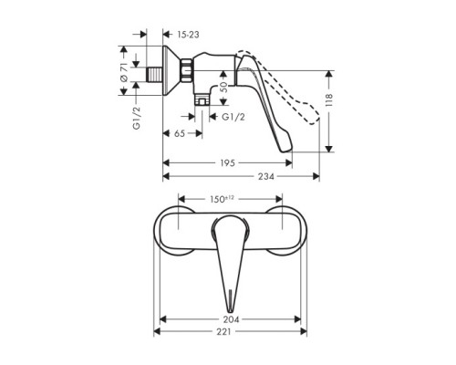 Hansgrohe 71926000 Novus Care Смеситель для душа, ВМ