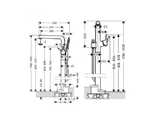 Hansgrohe 72412000 Talis S смеситель для ванны,напольный