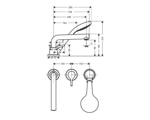 HANSGROHE Talis S смес. д/раковины на 3 отв