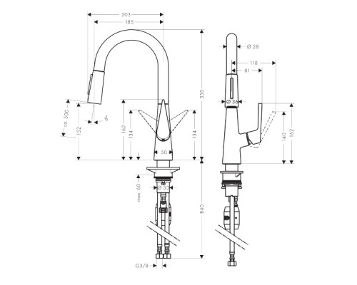 Hansgrohe 72815800 Talis S 160 кух.смесит.с выдвиж.душем