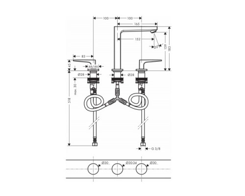Hansgrohe 74515000 Metropol смесит.д/раков.на 3 отв.160