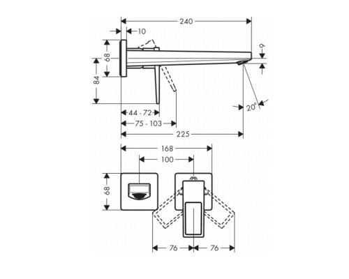 Hansgrohe 74526000 Metrop. смесит.д/раков.,настен.излив