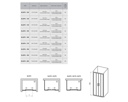 RAVAK 0YVG0C00ZG Душевые двери BLDP4- 120 Полир.алюм. GRAPE