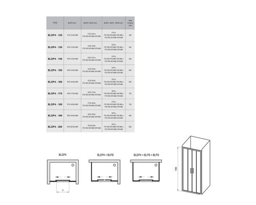 RAVAK 0YVL0C00ZG Душевые двери BLDP4- 190 Полир.алюм. GRAPE