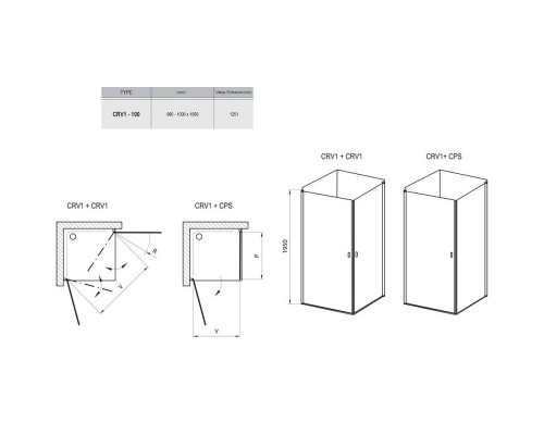 RAVAK 1QVA0101Z1 Душевая кабина CRV1- 100 Белый TRANSPARENT