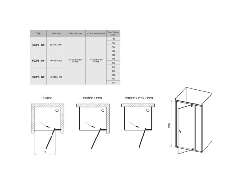 RAVAK 03GA0C00Z1 Душевые двери PDOP 2 100 Полир.алюм. TRANSPARENT