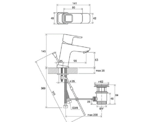 RAVAK X070063 TD 011.00 Смеситель для умывальника с открыванием стока