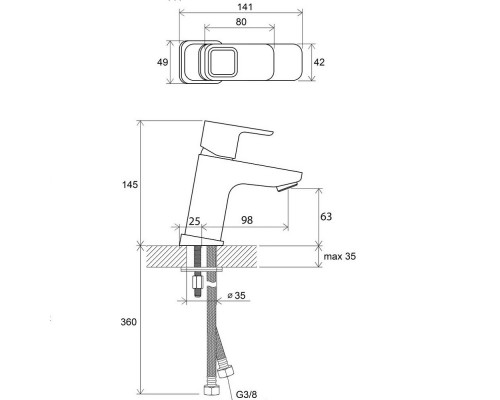RAVAK X070064 TD 012.00 Смеситель для умывальника без открывания стока